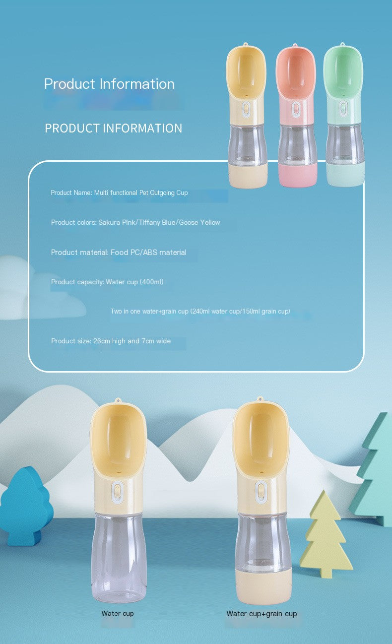 All-in-One Dog Travel Water Bottle – Hydration & Feeding On-the-Go (Leak-Proof, 400ML)