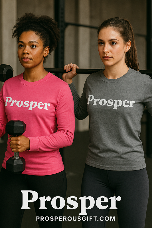 PROSPER Long Sleeve Shirt | Manifestation Abundance Tee | Spiritual Gift for Her | Aesthetic Growth Clothing | Uplifting Affirmation Top