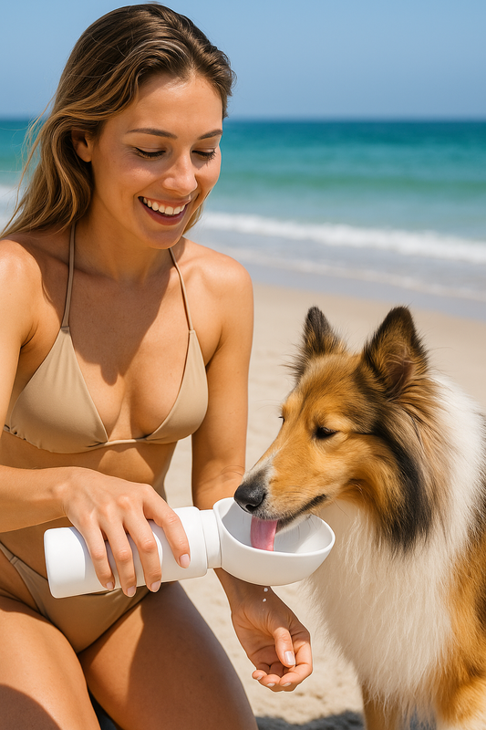 Dog Water Bottle Portable 25oz/750ml Travel Dog Water Bottle with Collapsible Dog Bowls Large Lightweight & Leak Proof Silicone Dog Drinking Water Bowl-Ideal for Walking Hiking Travel Road Trips