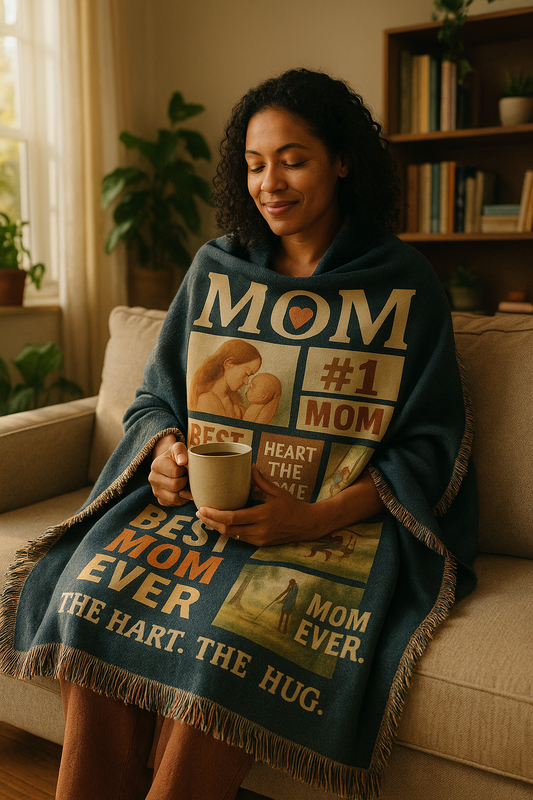 Mother's Day Woven Blanket – “MOM” Collage Throw | Best Mom Ever Gift | Personalized Mother's Gift