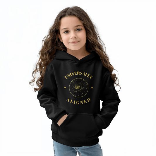Universally Aligned Youth Hoodie – Spiritual Pullover Hoodie | Cosmic Manifestation Sweatshirt | Astrology Gift | Mystic Aesthetic Clothing